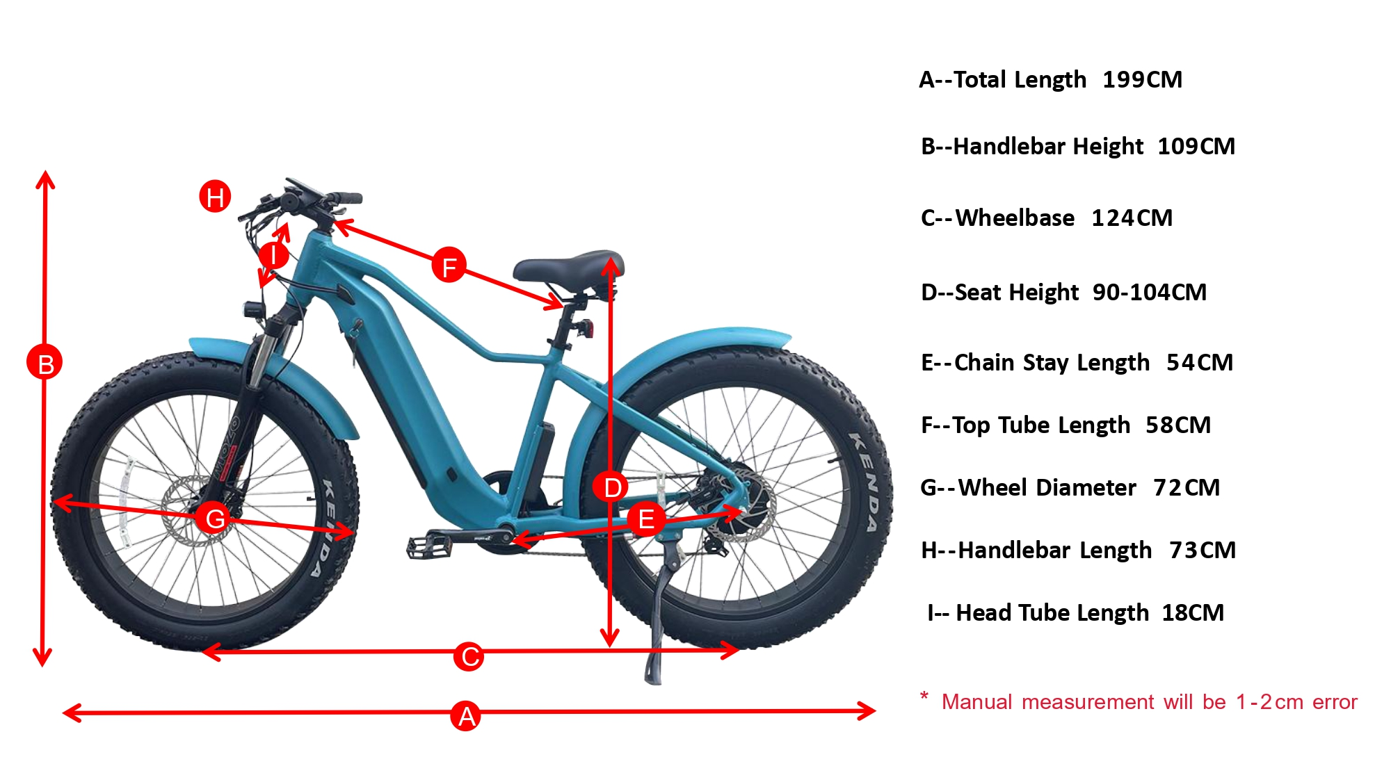 Geometría de la bicicleta eléctrica de batería dual