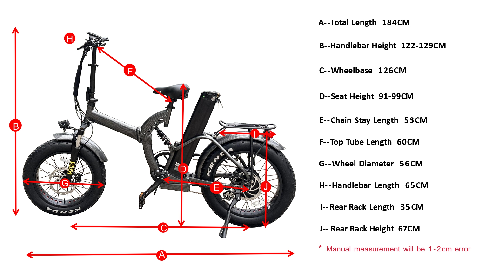 Geometría de la bicicleta eléctrica plegable de neumáticos gordos