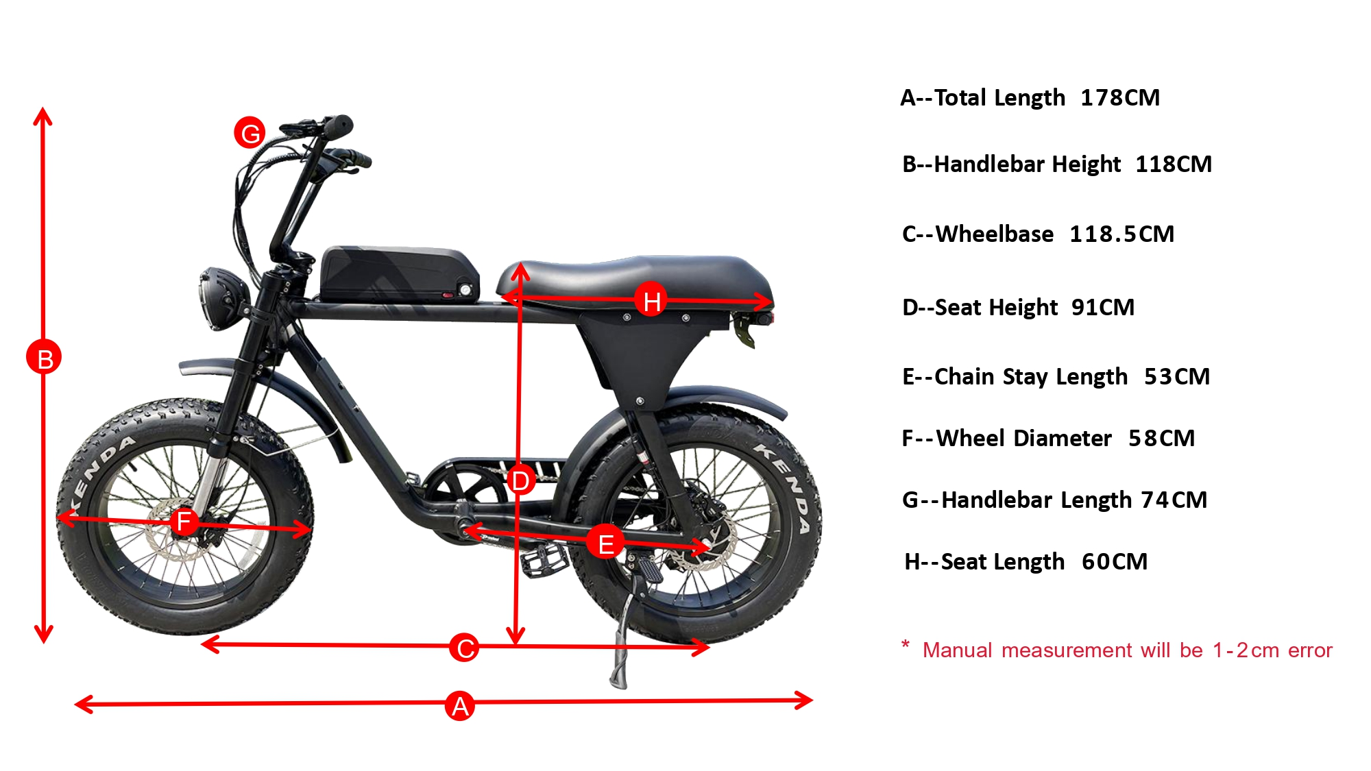 Geometría de ciclomotor estilo bicicleta eléctrica