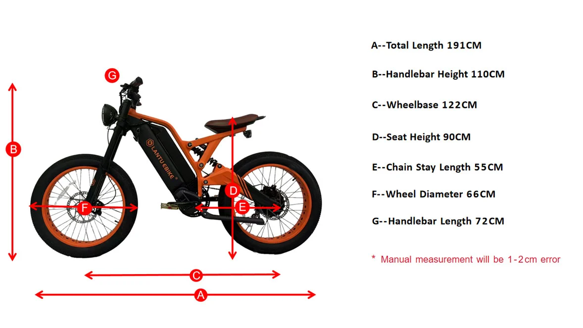 Geometría de la bicicleta eléctrica de la suciedad