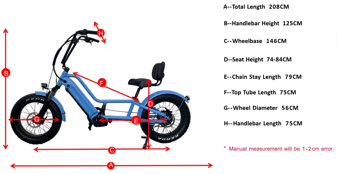 Geometría de la bicicleta eléctrica reclinada